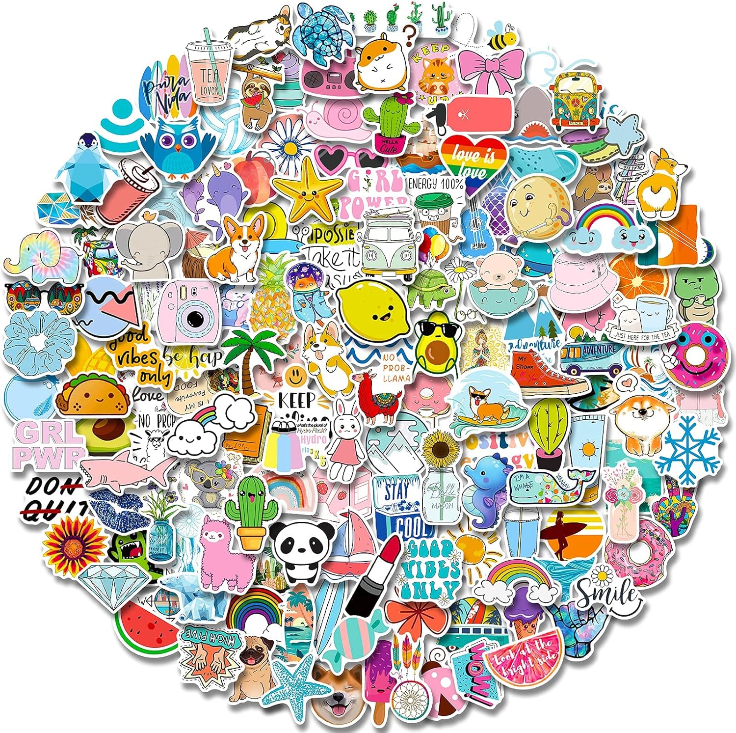 Stickers for Water Bottles, 300 Pcs/Pack Cute Vinyl Waterproof Vsco Laptop Skateboard Stickers Aesthetic Computer Hydroflask Phone Stickers for Kids Teens Girls : Toys & Games