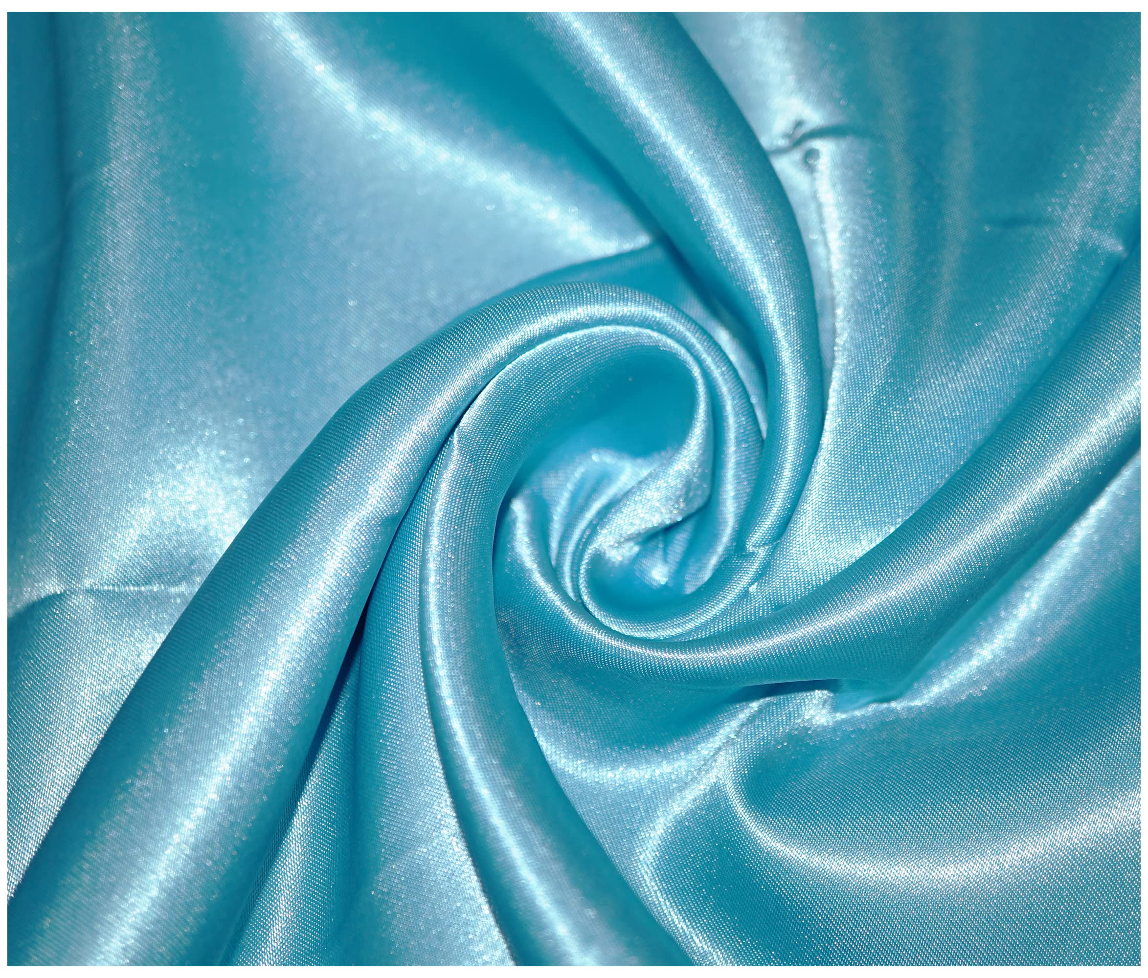 Silky Satin Polyester Fabric for Dressmaking Wedding Crafts Quilting Sewing 150cm Wide (100 x 150cm / 39" x 60", Turquoise)