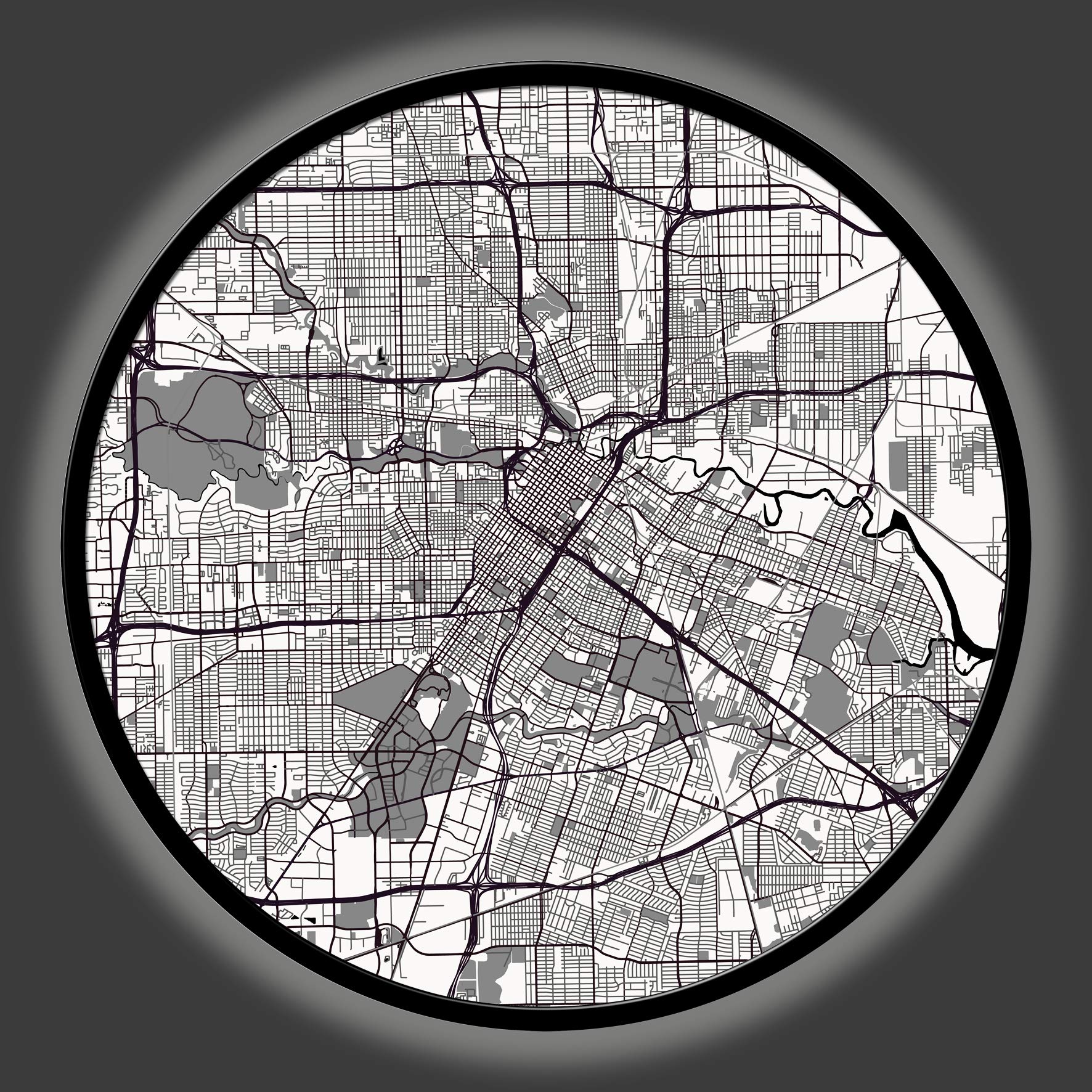 Panel redondo luminoso decoración diseño Ø100 cm City Map circular