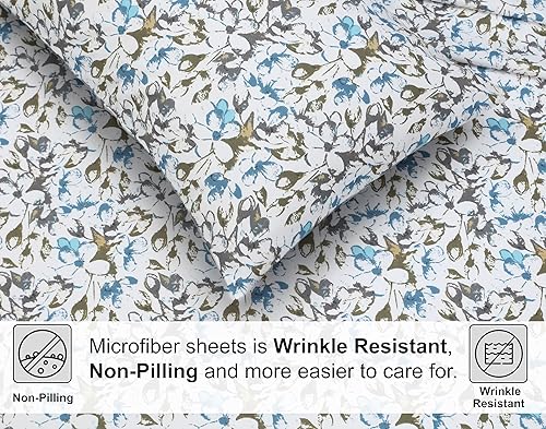 Miniatura 4 de Sábanas de microfibra tamaño matrimonial - Juego de sábanas de 4 piezas tamaño matrimonial - Sábanas de microfibra cepillada tamaño matrimonial -