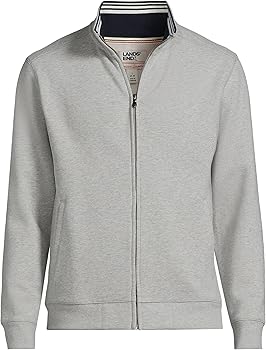 Lands' End M LS Serious Sweats Mock Full Zip Gray Heather Regular Lands' End M LS Serious Sweats Mock Full Zip Gray Heather Regular