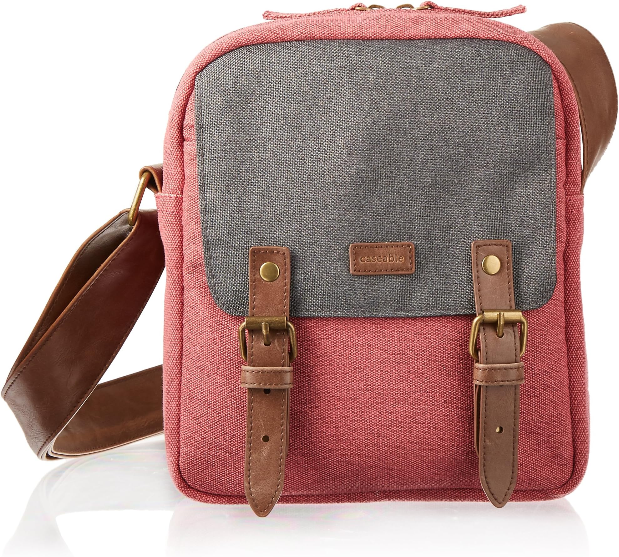 caseable shoulder travel bag for Kindle in maroon / grey