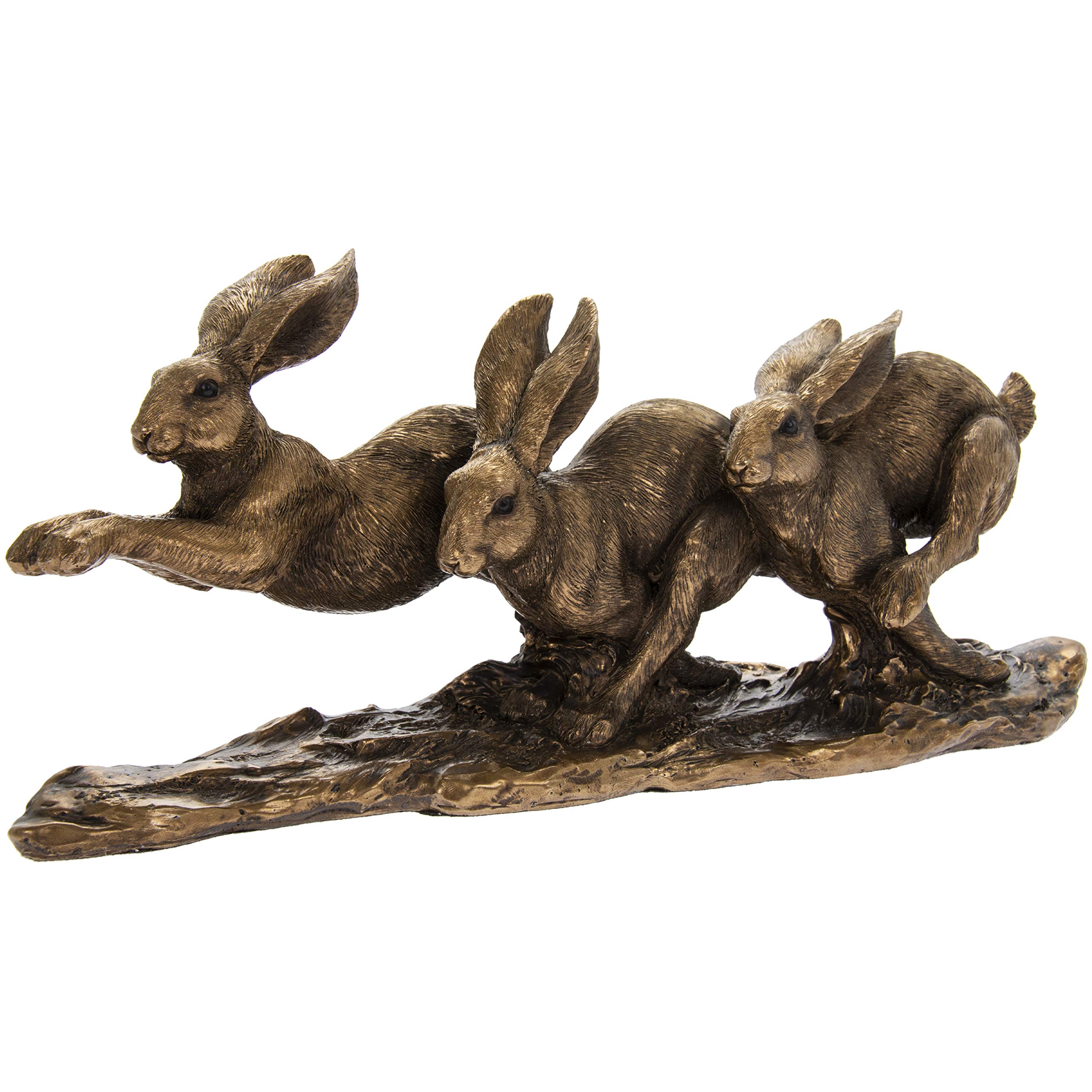 The Leonardo Collection Bronze D Three Running Hares Ornament