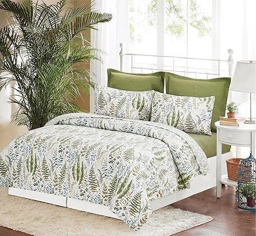 Miniatura 5 de C&F Home Cecil - Juego de edredón reversible de 2 piezas tamaño individual con 1 funda de almohada estándar, color blanco y verde, acuarela