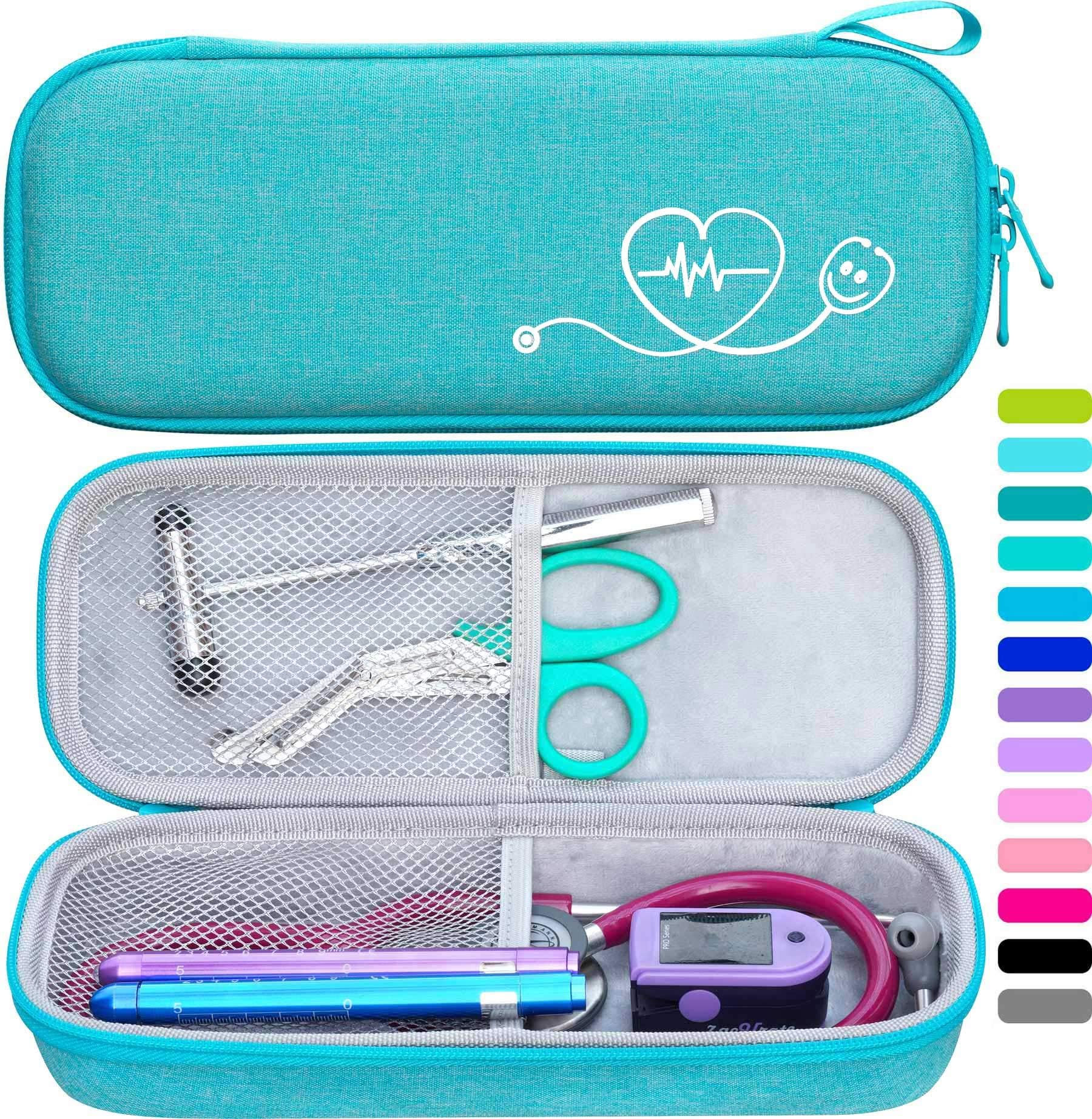 Semi Hard Stethoscope Carry Case, fits 3M Littmann Stethoscope and Nurse Accessories - Turquoise
