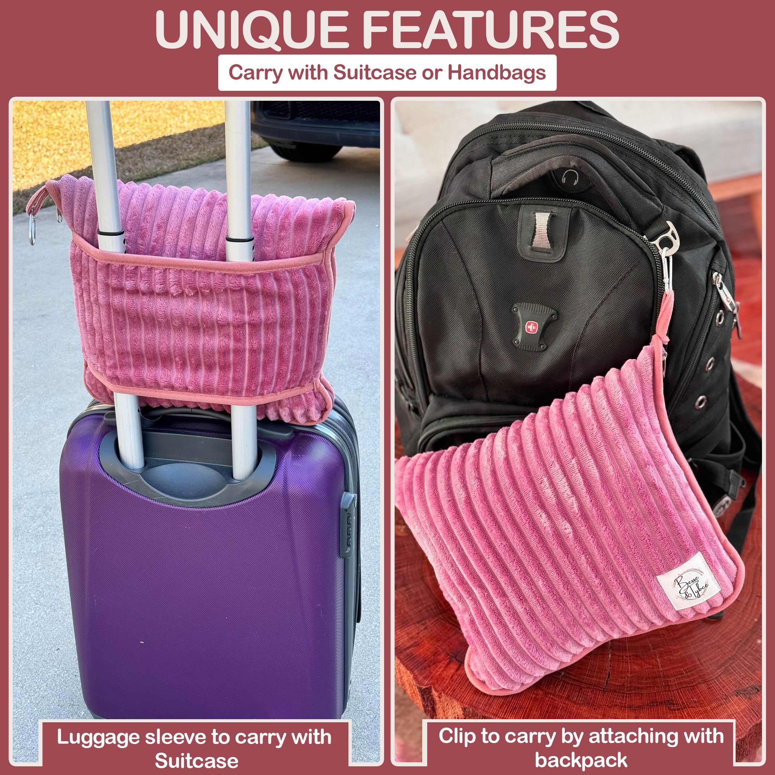 Coperta da viaggio di alta qualità, XL, 127 x 177,8 cm, set 2 in 1, coperta da viaggio e cuscino da viaggio compatta con borsa, coperta calda da viaggio, con custodia per bagaglio a mano e clip per