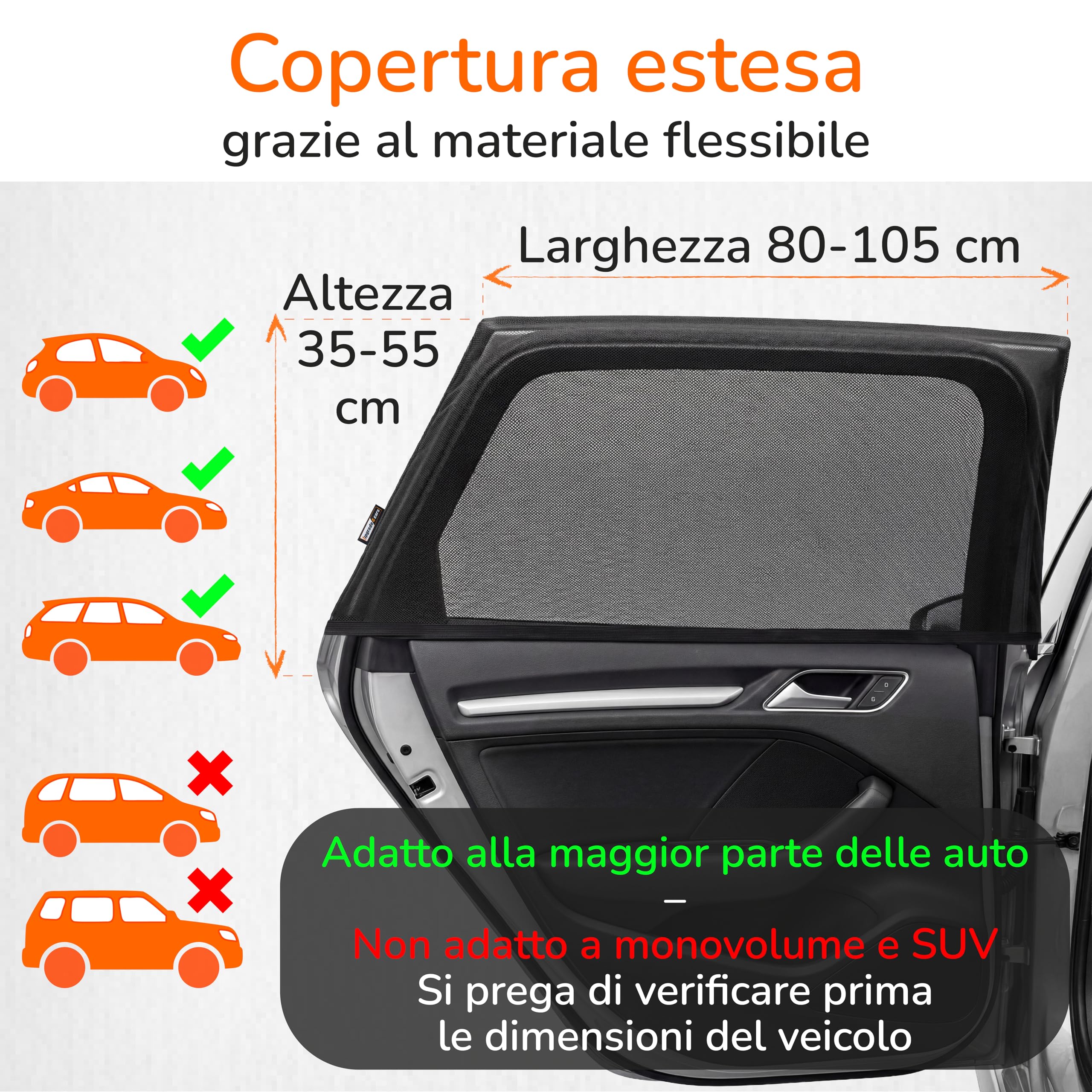 Parasole Auto per Bambini con Protezione UV Certificato TÜV UPF 15 Upgrade4cars