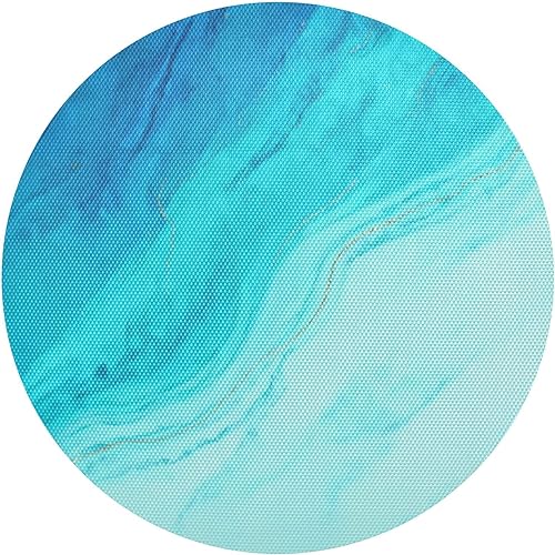 Miniatura 1 de Blue Marble with Gold Veins PVC Non-Slip Heat Resistant Place mats Washable Round Dining Table mats Set, 6 Pack