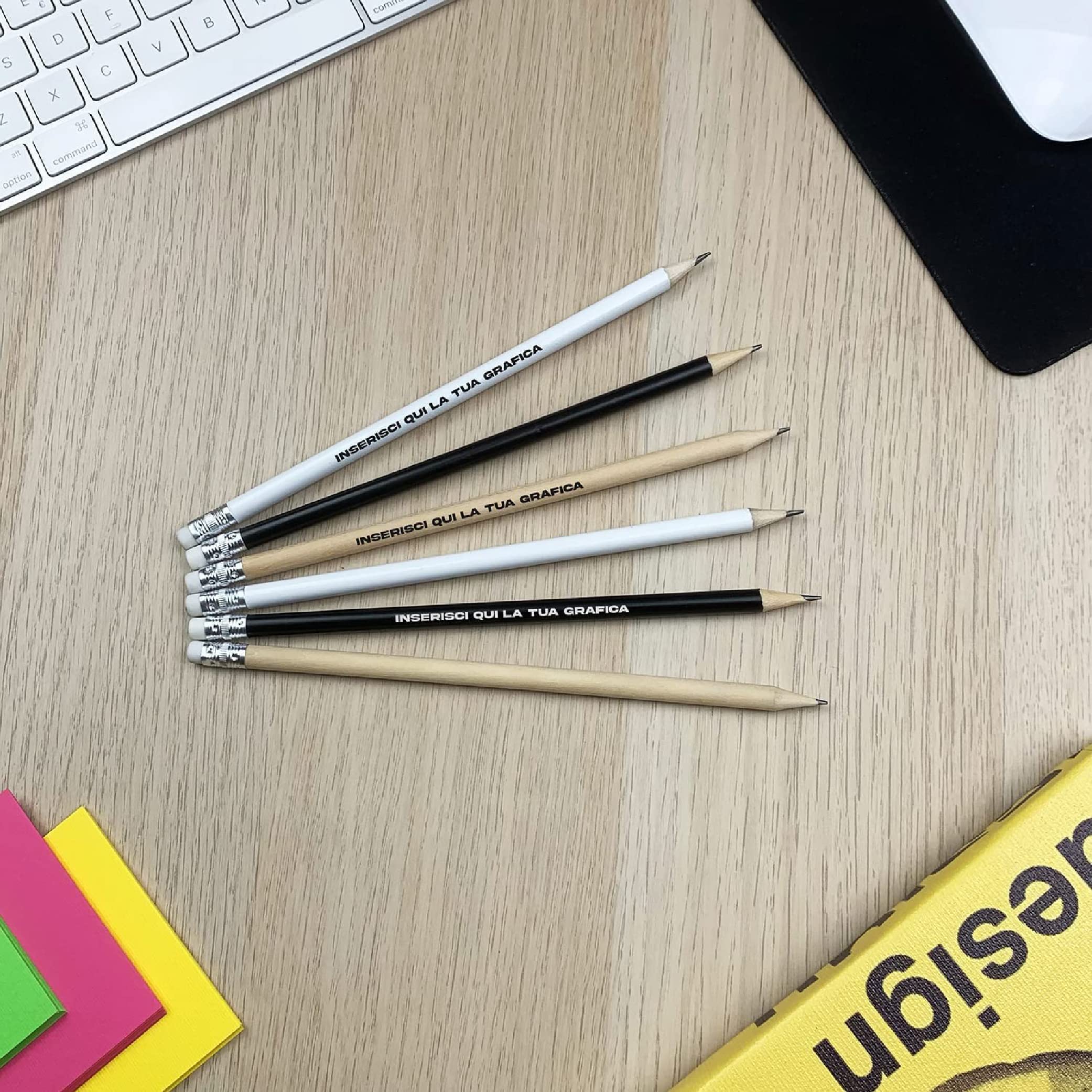 Point20.it - Matita personalizzata - Matite Personalizzate con Stampa Nome Logo Testo per Gadget Matrimonio Eventi Fiere Aziende Idea Regalo Laurea (Bianco, 200 Pezzi)