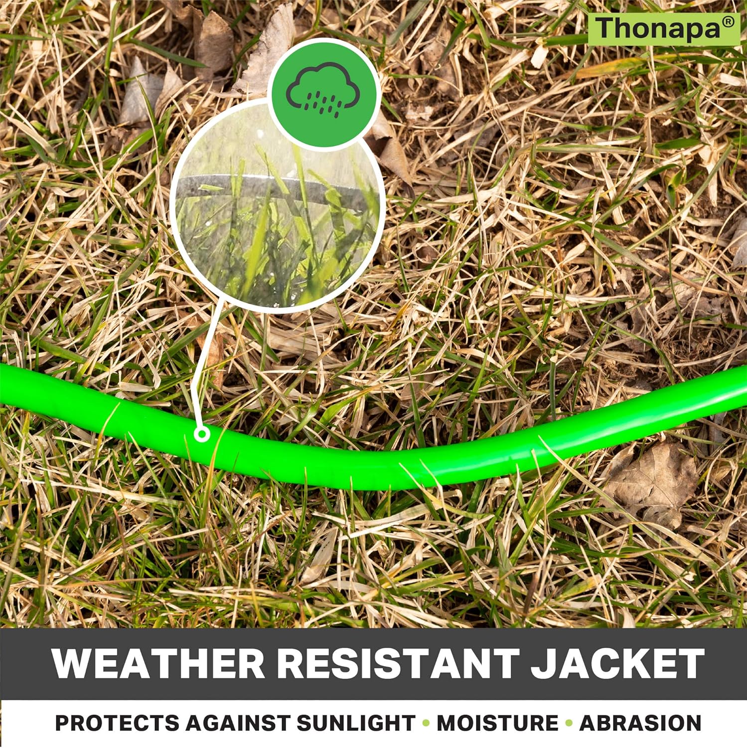 50 Ft Extension Cord, Weatherproof Heavy Duty Outdoor Extension Cord 10 AWG 50', SJTW 3 Prong Lighted Plug 10/3 Neon Green Cable 15 Amp, Great for Major Appliances & Garden Tools