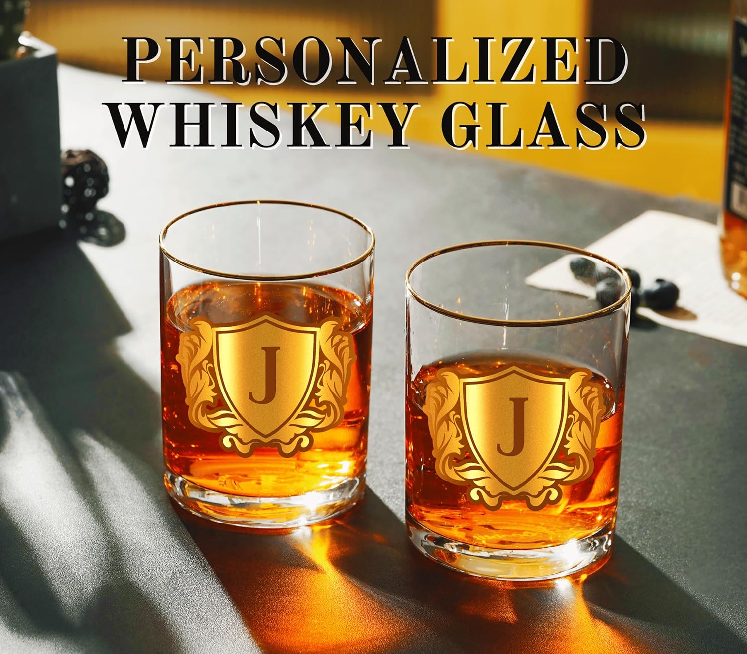 Onebttl Personalized Whiskey Glasses for Men, Custom Alcohol Gifts for Whiskey Lovers, Set of 2, Unique Birthday, Christmas Gifts for Him, R - Image 6