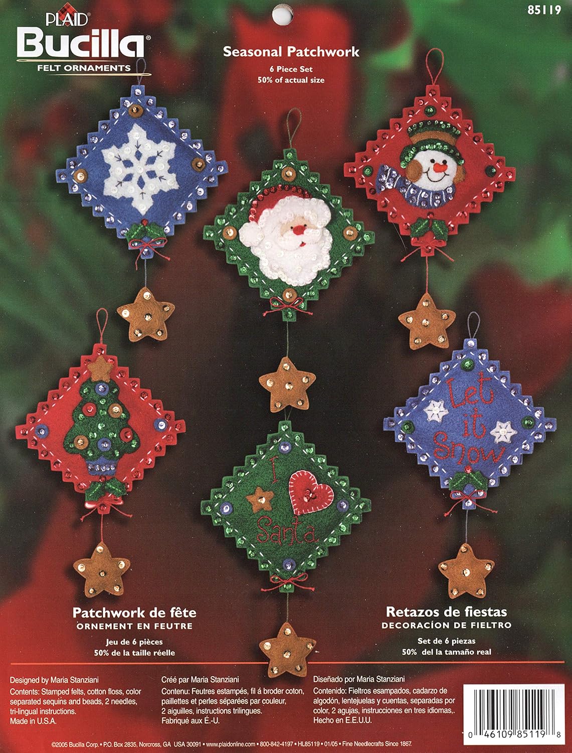 Bucilla - Seasonal Patchwork - Felt Applique Ornament Kit 85119