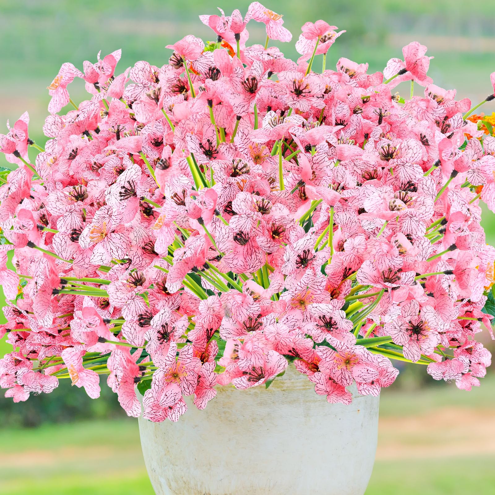 Jutom 24 Pcs Artificial Flowers Outdoor Decoration, UV Resistant Silk Fall Faux Flowers Plants Bulk, Realistic, No Fade for Indoor Spring Outside Home