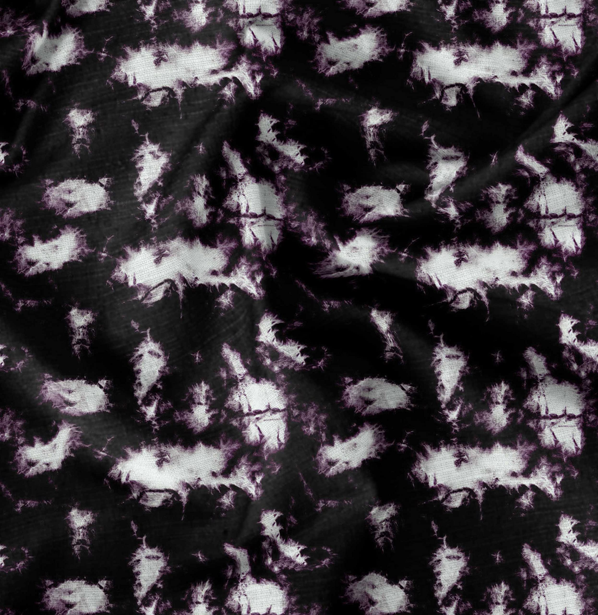 Soimoi Purple Japan Crepe Satin Fabric Abstract Tie-Dye Print Sewing Fabric BTY 44 Inch Wide