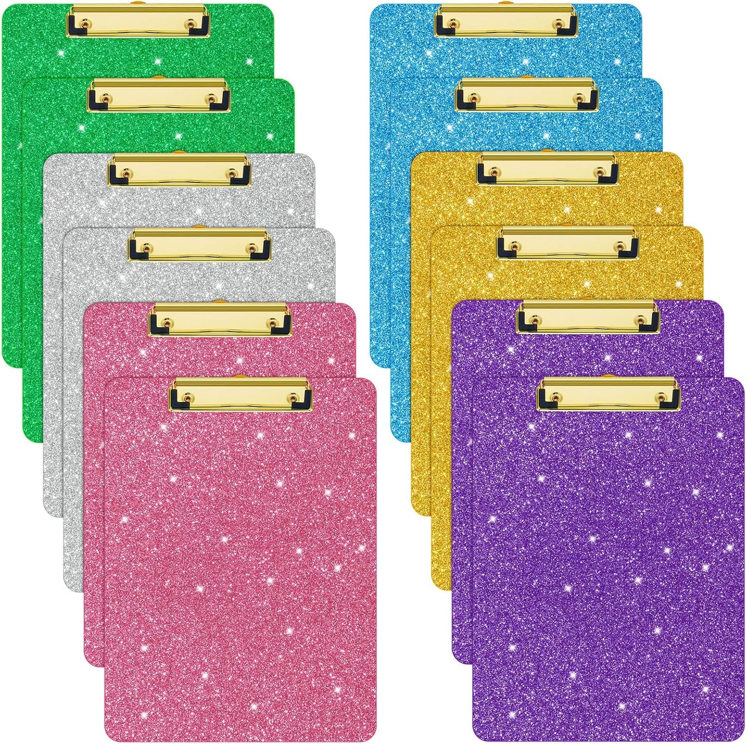 Harloon 12 Pcs Glitter Acrylic Clipboards A4 Letter Size