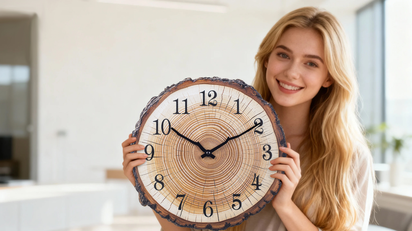 Reloj de pared de madera rústica 12 pulgadas silencioso miniatura 7