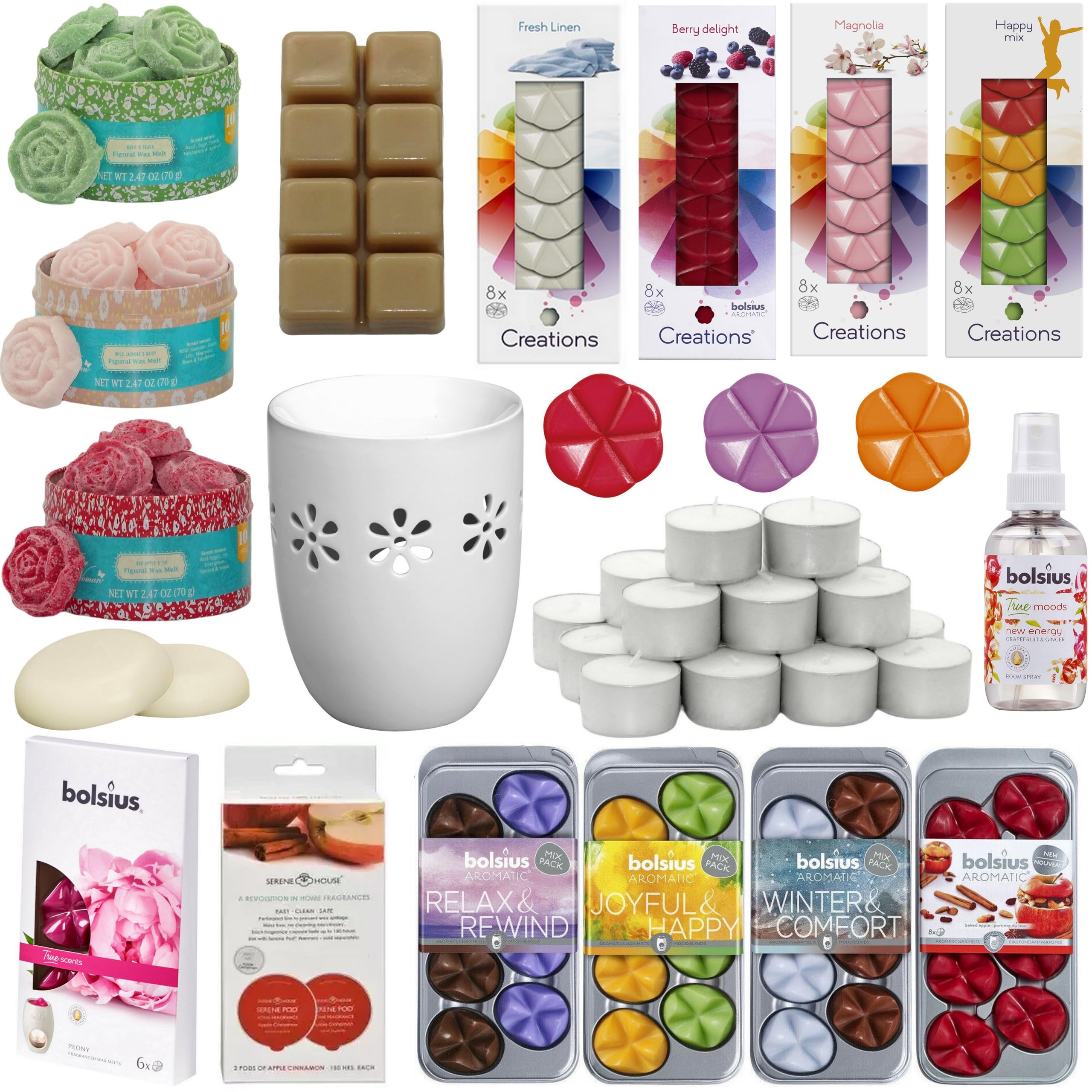 240-teilig Überraschung Duftset: 139 Duftwachs Melts + 100 Teelichter + Duftlampe, Aromatik Geschenkset Mix Paket verschiedene Düfte