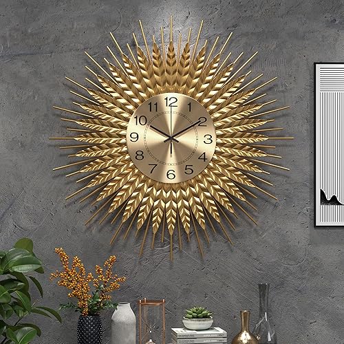 DAYDAYART Reloj de pared moderno y grande de metal decorativo de mediados de siglo, reloj de pared grande dorado silencioso sin tictac, decoración disponible en Yaxa Colombia