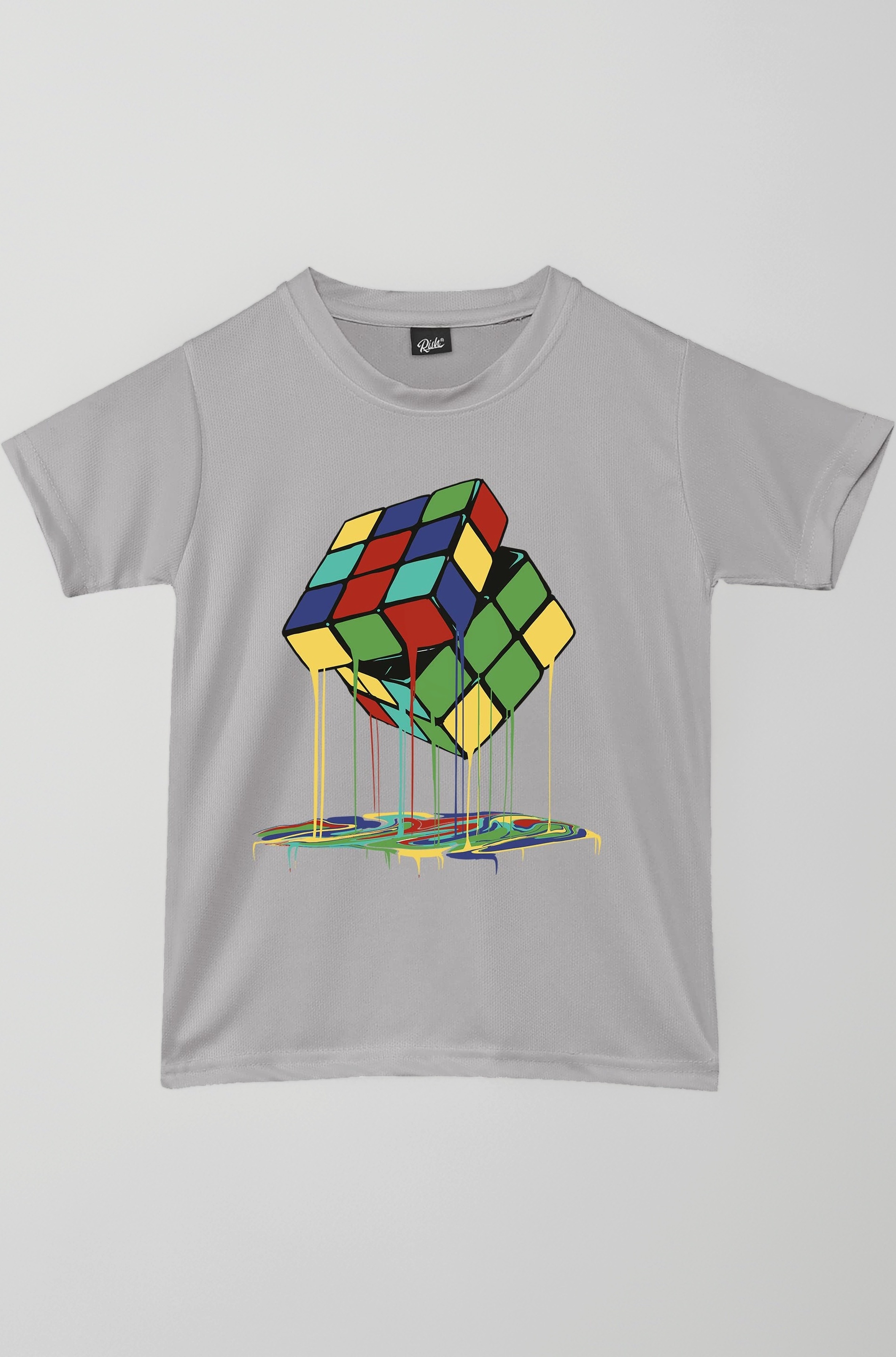 - Tshirt for Boys and Kids | Super Soft Quick Dry Fit Fabric Rubic Cube Melting Printed Casuals