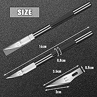 Vista 5 de DIYSELF Juego de 2 cuchillos Exacto para manualidades, arte y cuero - Cuchillo de precisión con 20 cuchillas #11 (negro)