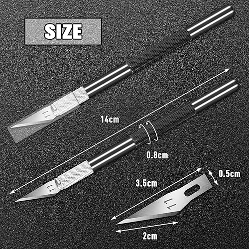 Miniatura 5 de DIYSELF Exacto - Juego de 2 cuchillos para manualidades, arte y cuero, cuchillo de precisión con 20 cuchillas #11 (negro)