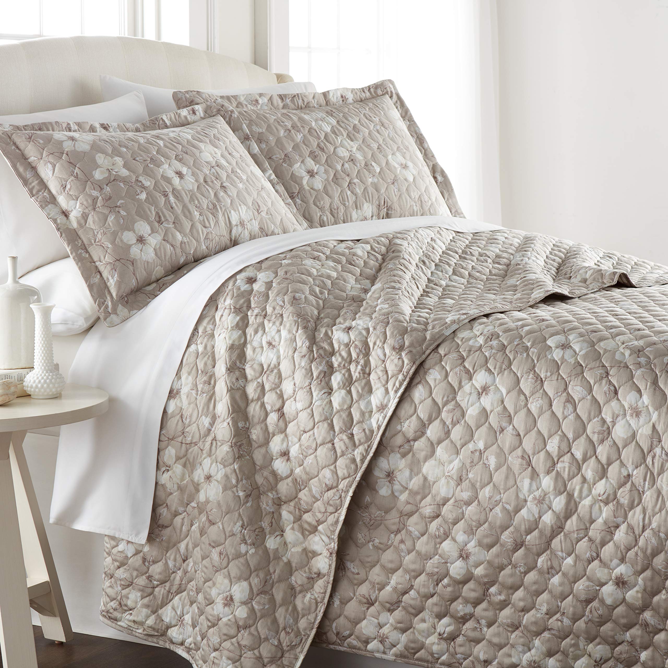 Southshore Fine Linens - Briteyarn - Cotton Quilt Collection Full / Queen Grey BY-MYSTGDN-QLT-GRY-Q
