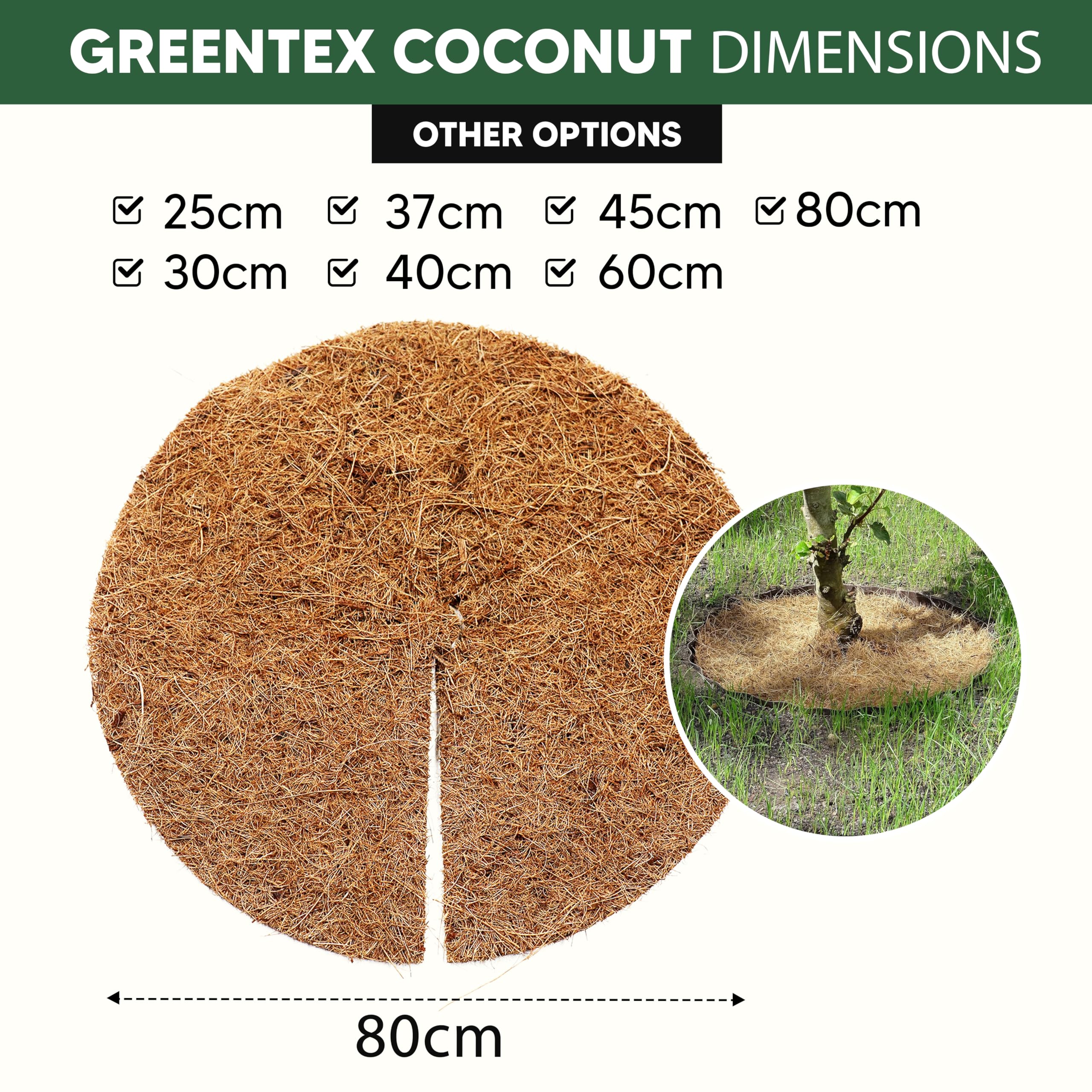 greentex Kokos Mulchscheiben 80 cm Ø – 5 Stück | 100% natürliche Kokosfaser | Winterschutz & Frostschutz für Topfpflanzen & Kübel | Unkrautschutz Abdeckscheiben Pflanzenschutz
