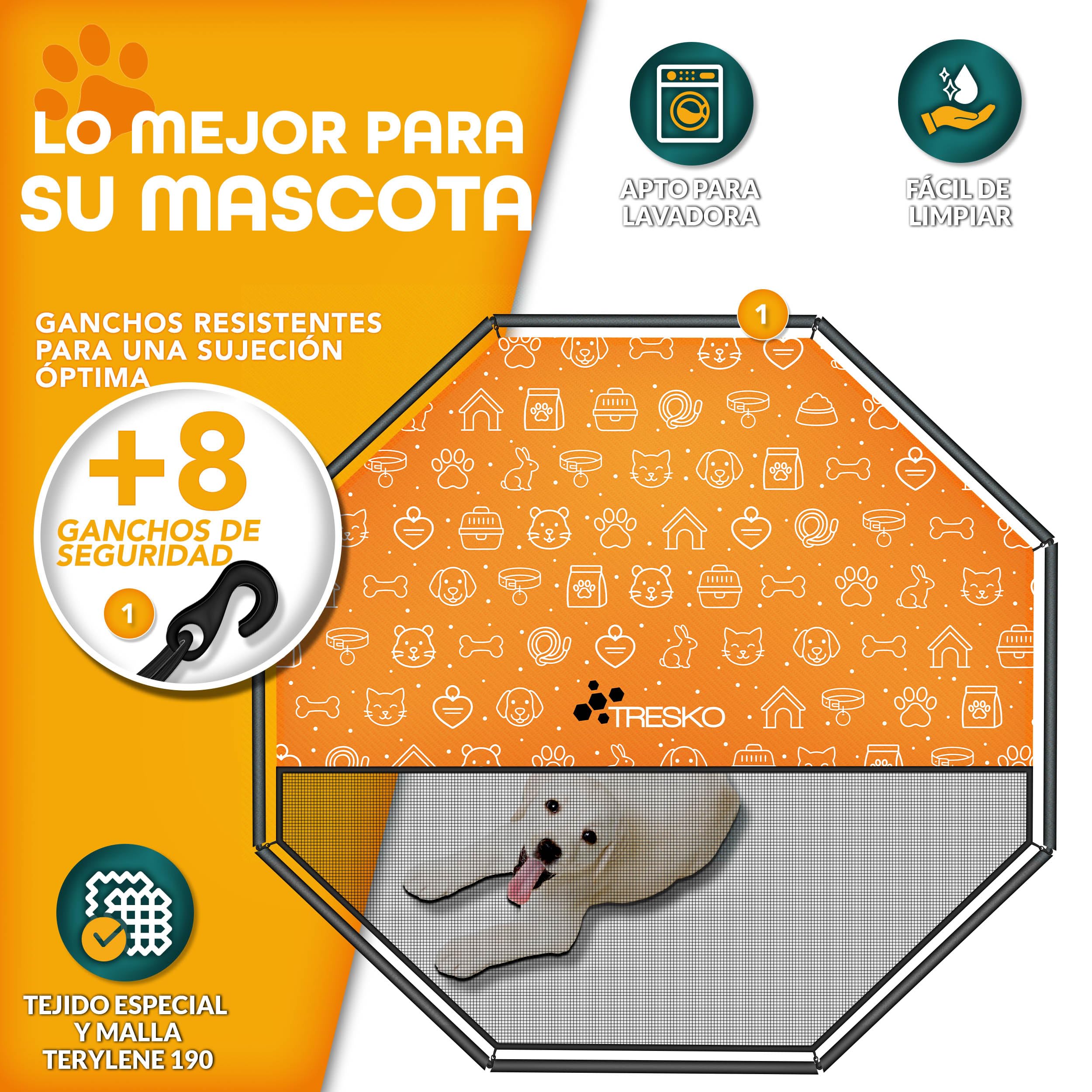 TRESKO® Parque para Cachorros con Techo de 60 cm de Alto con Techo y Anclajes de Tierra, 8 Piezas, Parque Plegable con Puerta, Montaje sin Herramientas, Resistente a la Intemperie