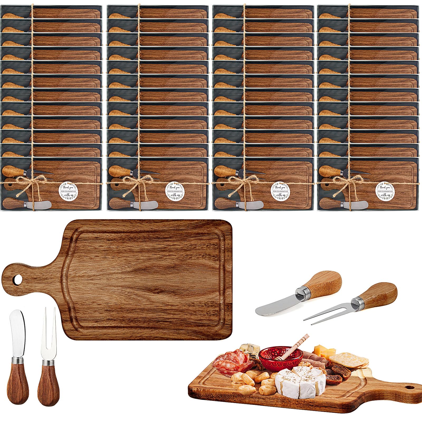 Ziliny 50 Sets Baby Shower Prizes Mini Charcuterie Board, Acacia Color