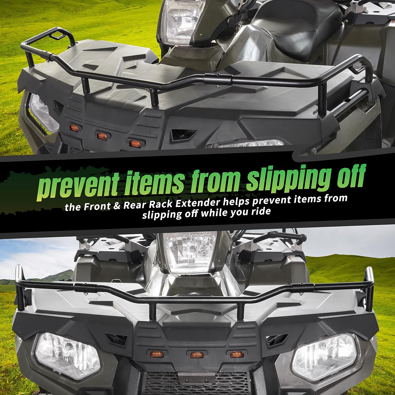 Front & Rear Rack Extender Kit for Sportsman 570 450 14-23, Storage Heavy Steel Rack Extender for Sportsman X2/SP/Touring 570/450 2014-2023 Accessories, Replace OEM #2879716, 2879717