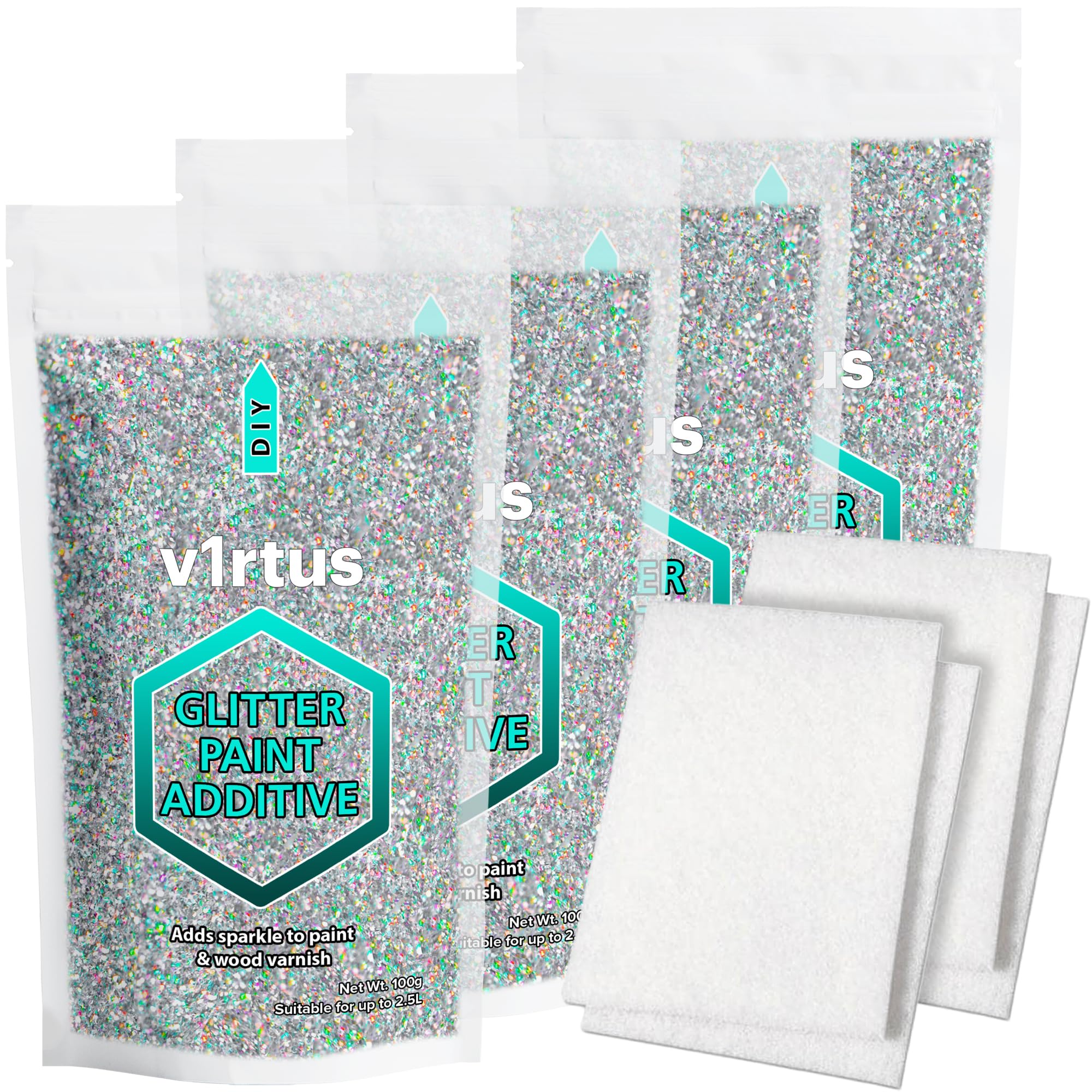 Amazon.com: Silver Holographic Glitter Paint Additive 400g (14.1oz