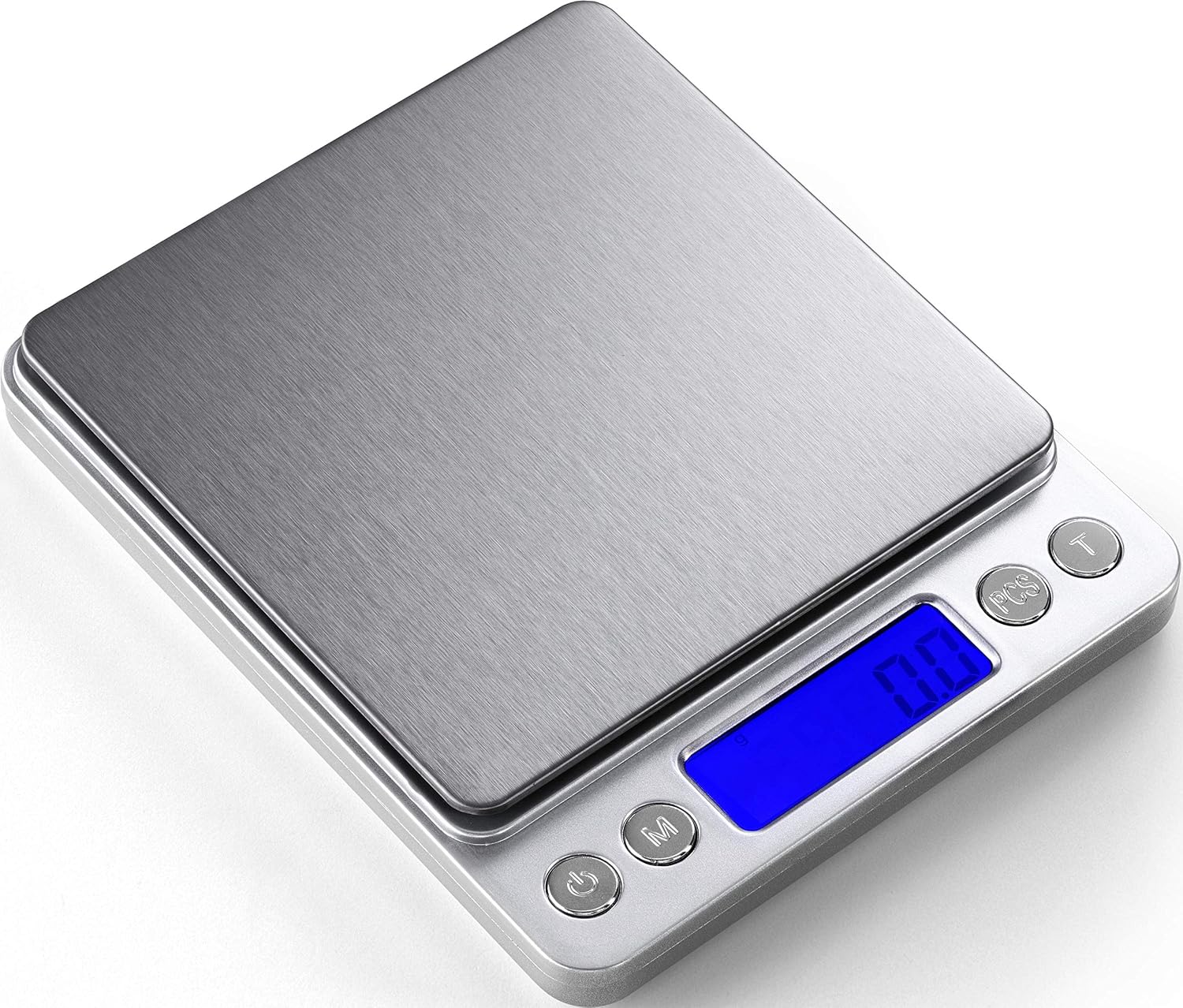 Digital Kitchen Scale 3000g / 0.1g ; Mini Pocket Jewelry Scale, Food Scale for Kitchen, 2 Trays, 6 Units, Auto Off, Tare, PCS Function, Stainless Steel, Batteries Included…