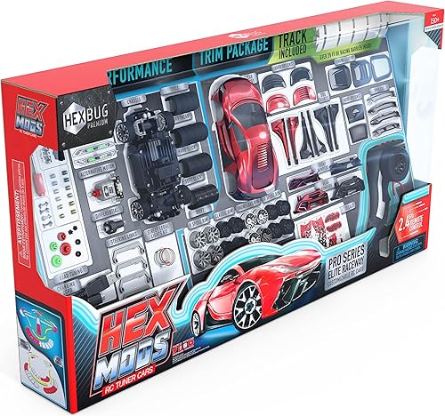 Miniatura 9 de HEXBUG HEXMODS Pro Series Elite Raceway, auto RC recargable, modelo de escala construible para niños y adultos, controlador de 2.4 GHz y conjunto de