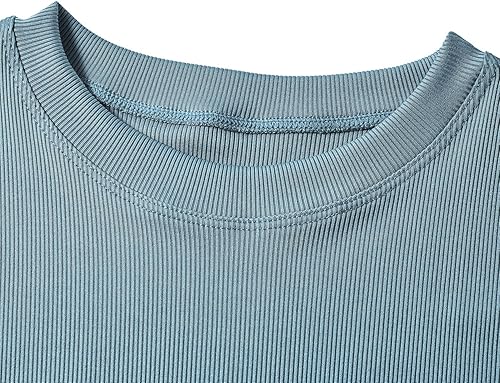 Miniatura 5 de LICOBOD XS-3XL - Conjunto de 2 piezas para mujer, conjunto acanalado de manga larga, camiseta ajustada, cintura alta, leggings elásticos casuales a