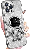 Vista 11 de Buleens Funda para iPhone 14 Pro Max Astronauta, fundas transparentes para iPhone 14 Pro Max con papel brillante y soporte de astronauta