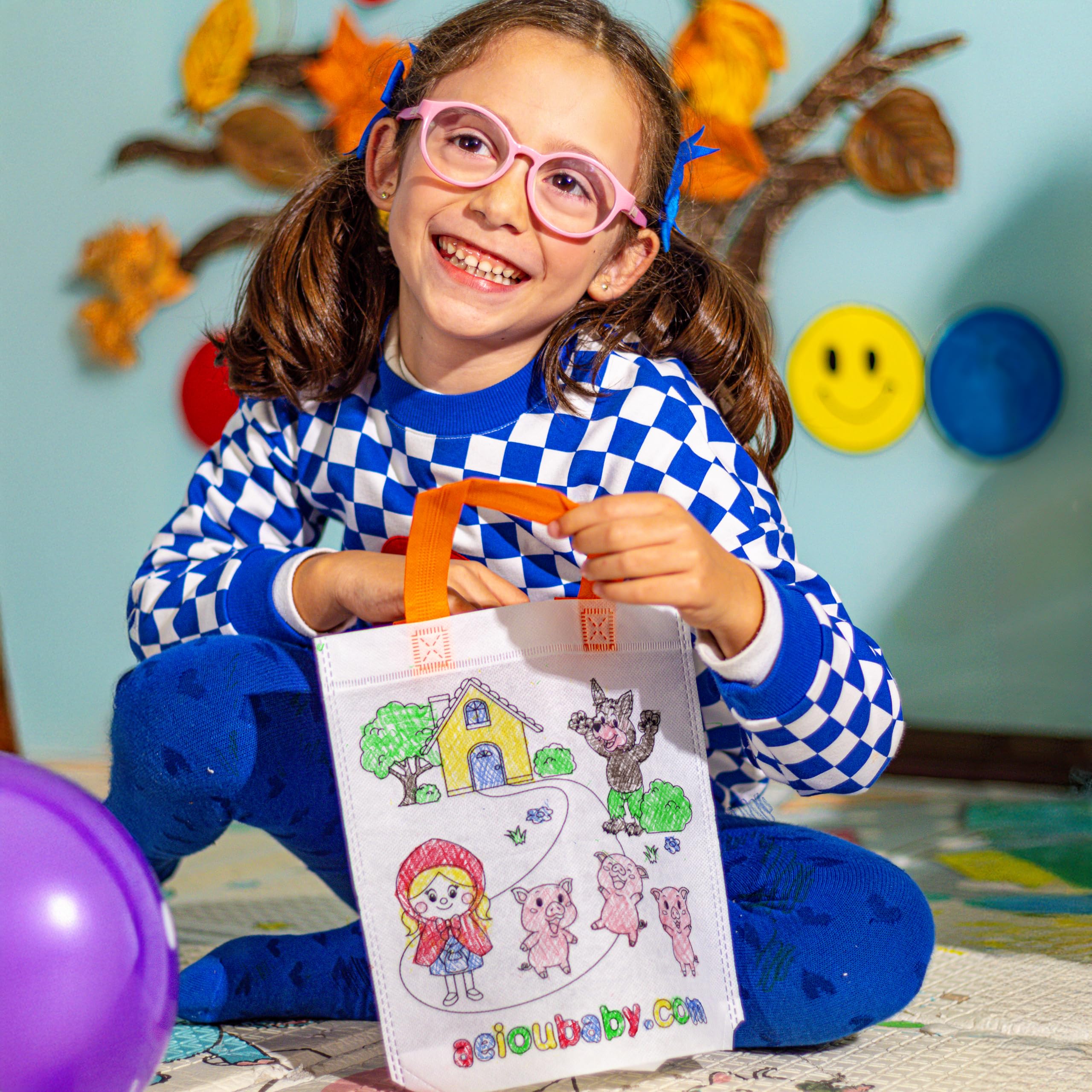 30 Backpacks Color Your Own + Reusable Bag | 30 Individual Bags, 5 Coloured Crayons And Balloon | Children's Gift For Parties And Birthdays (Story