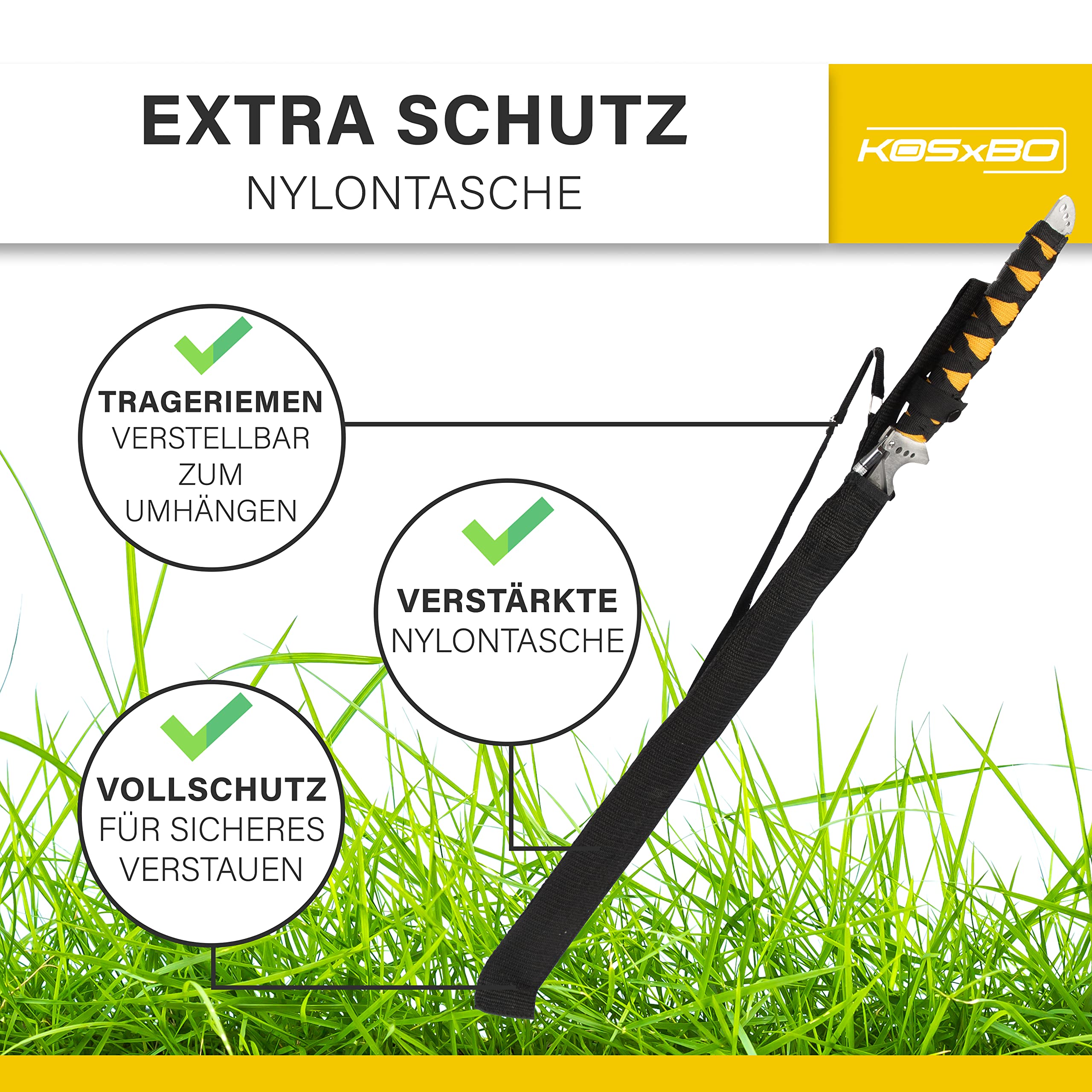 Große Machete echt Scharf Full Tang Klinge mit LED Lampe und Nylonholster. Gesamtlänge 70 cm 420er Edelstahlklinge riesiges Buschmesser als Outdoor Messer Survival für Camping und Jagd