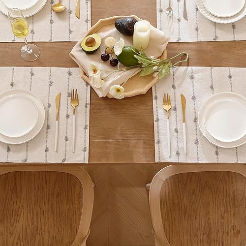 Miniatura 5 de Tosleo Juego de 4 manteles individuales bohemios de 13 x 19 pulgadas para decoración de mesa de comedor, manteles individuales de tela tejida para