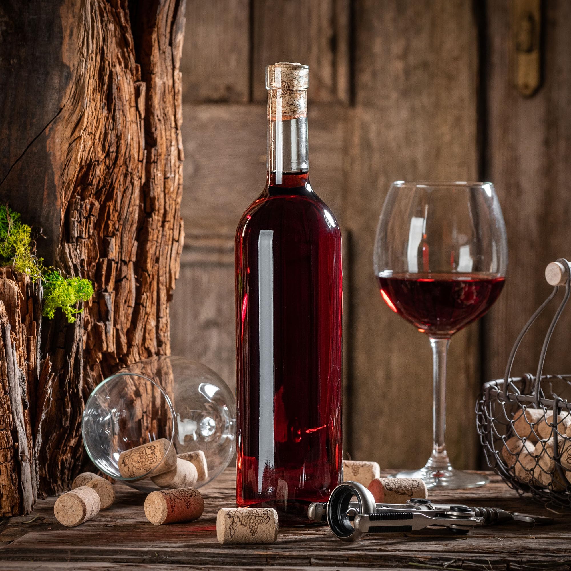 KADAX Set di 30 Bottiglie in Vetro 750ml con Tappo in Sughero – Bottiglie vuote da riempire per liquore, Grappa, Olio e aceto, Ideali per Regali e Fatte in casa