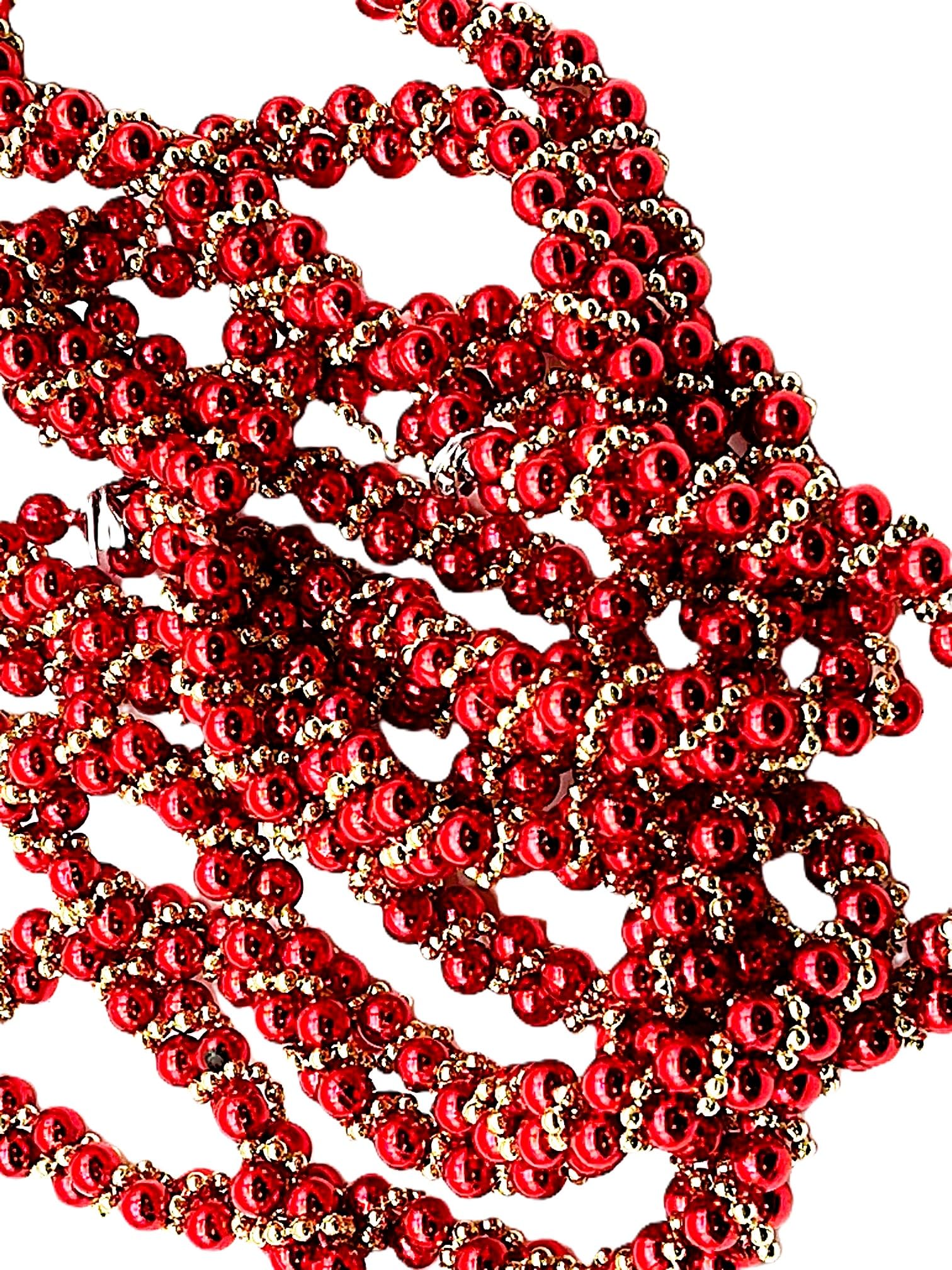 Kurt Adler 9-Foot Red And Gold Beaded Twisted Christmas Garland - Holiday Tree Decor