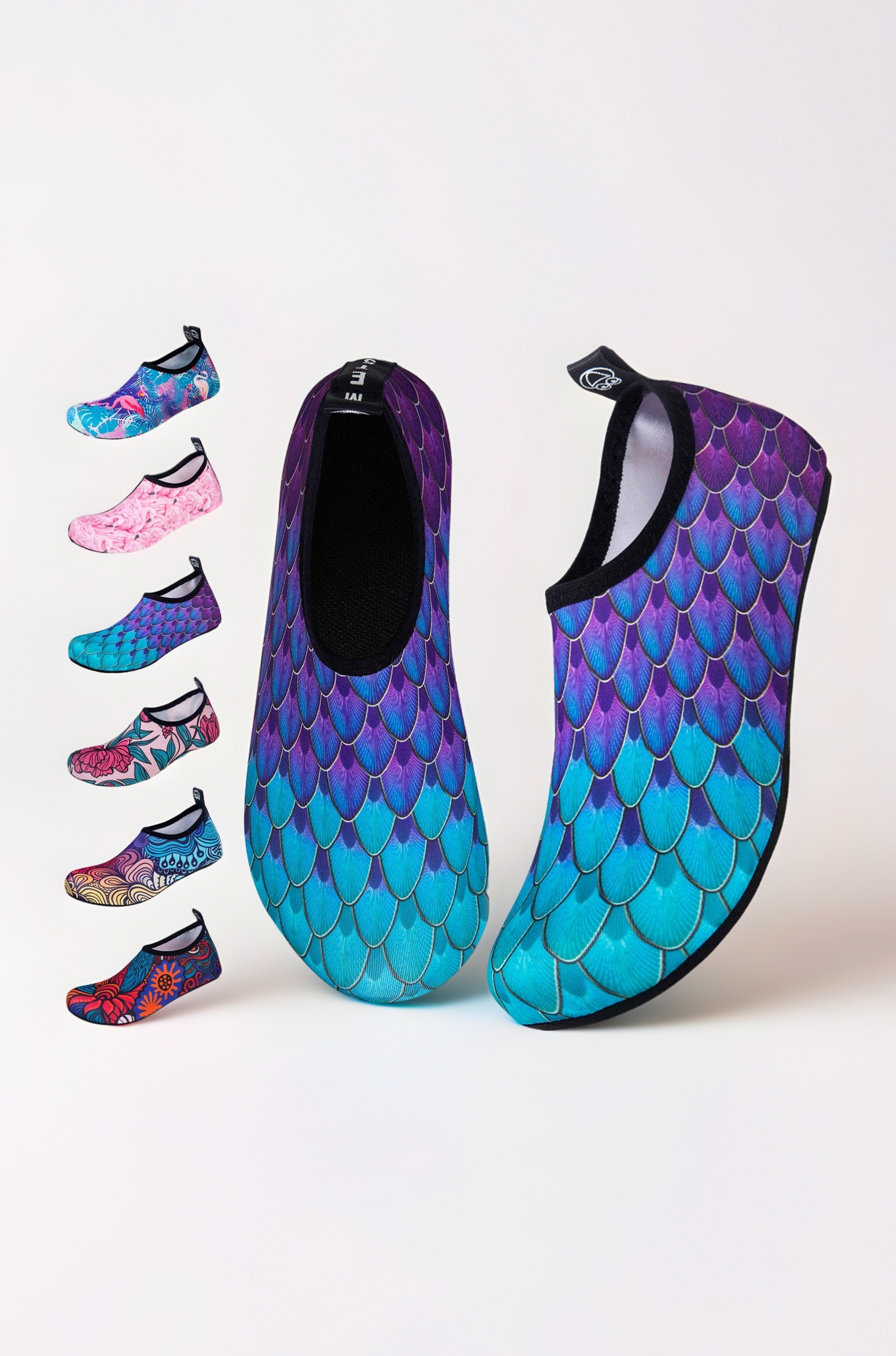 Water Shoes for Womens Mens Barefoot Quick-Dry Aqua Socks for Beach Swim Surf Yoga Exercise (Fishscale-Bluegreen, 36/37)