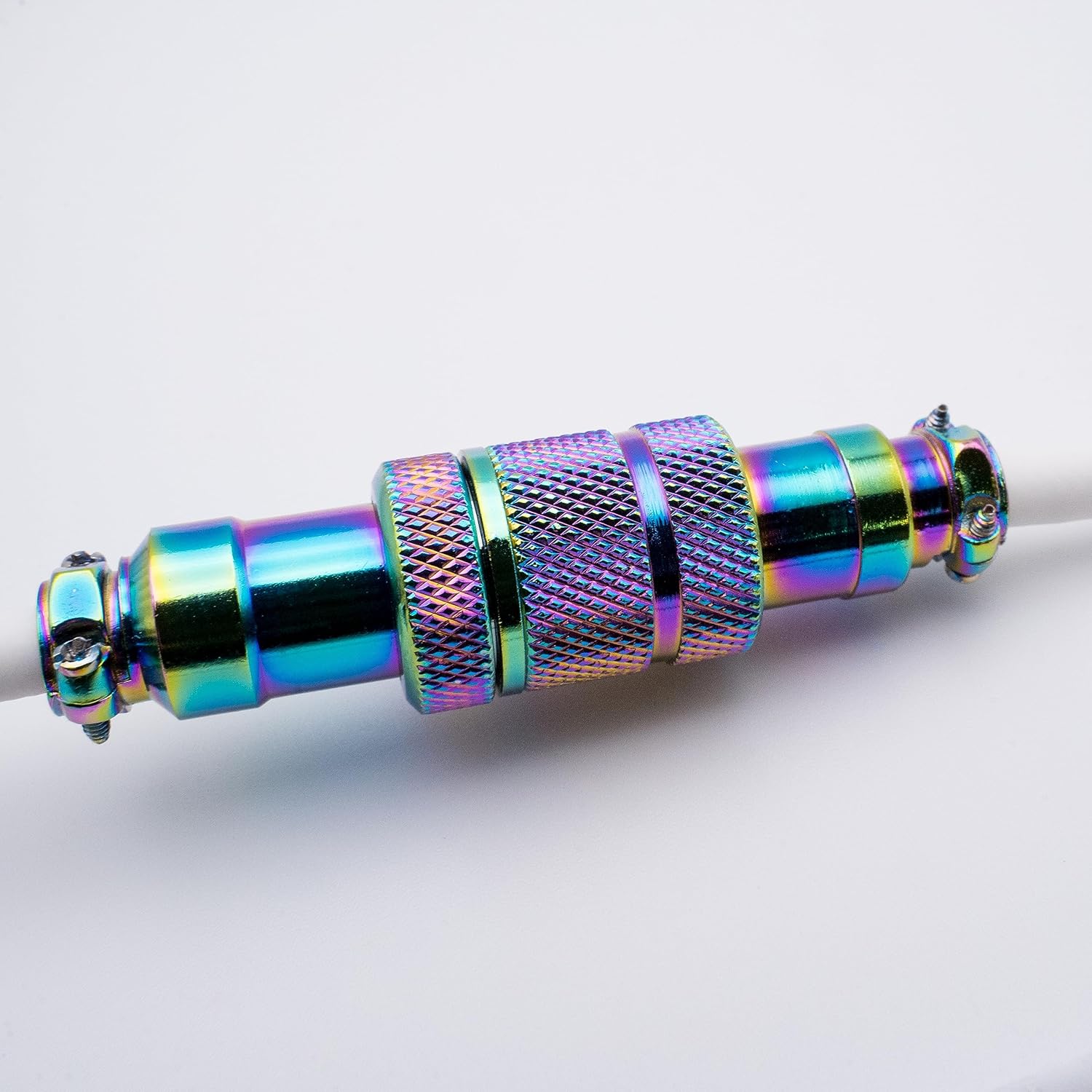 from Scratch Coiled Mechanical Keyboard Cable USB-C for Gaming Keyboard, Double-Sleeved with Detachable Metal Aviator (Rainbow Splash)