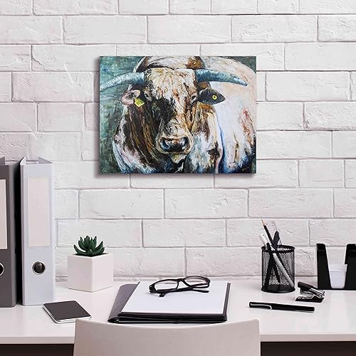 Miniatura 3 de Epic Graffiti 'Big Bull' de Renee Gould, arte de pared en lienzo, 16 x 12 pulgadas