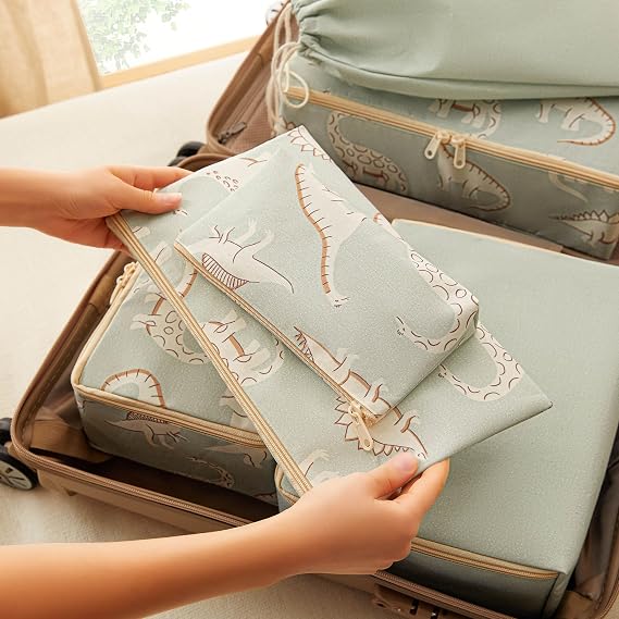 Ocean Home Textile 6-Piece Kids Room Dinosaur Suitcase Organizer Set