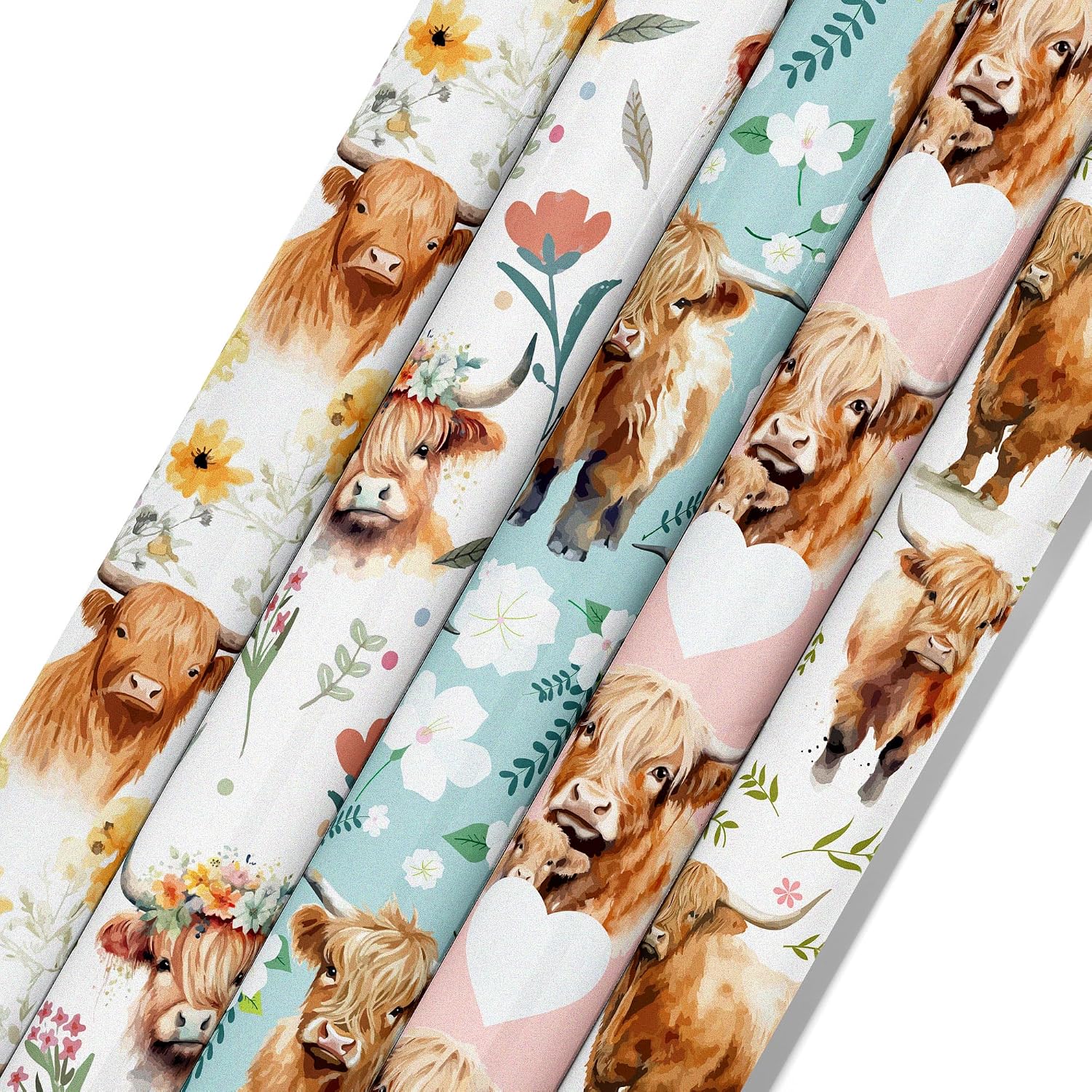 Highland Cow Scrapbook Paper Pad, 24 Sheets/12 Designs Double Sided Craft Paper, Watercolor Sunflowers Rustic Cattle Cardstock, Colorful Decorative Journal Scrapbooking Supplies 11.8x11.8