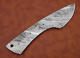 Knife Making, Damascus Steel Blank Blade 7 inches Long Hand Forged Skinning Knife with 3 Pin Hole & an Inserting Hole Space 2.75 inches Cutting Edge, 3.5" Scale Space - Damascus Depot