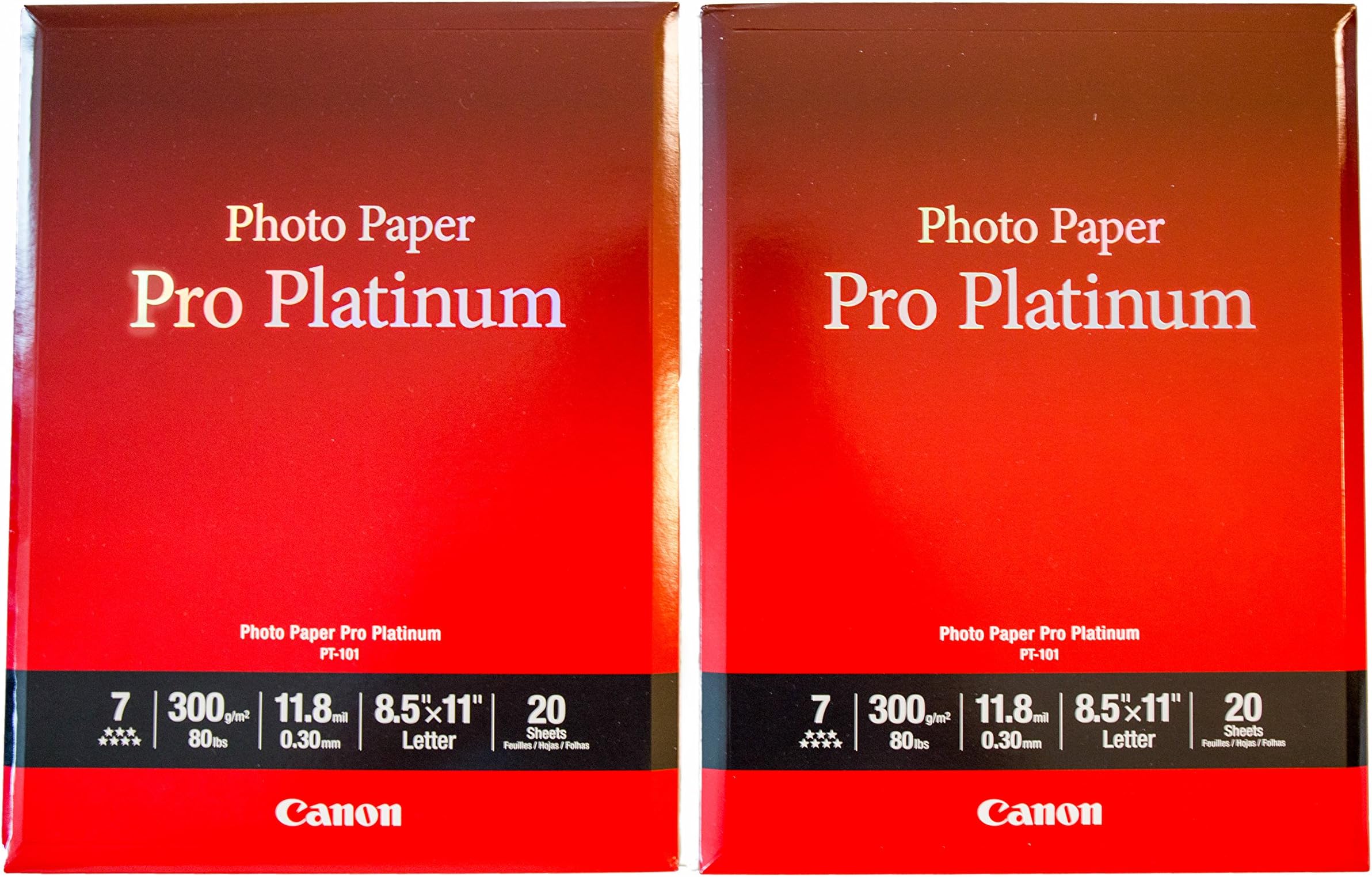 2 Pack Canon Pro Platinum Photo Paper 8.5 X 11 Office