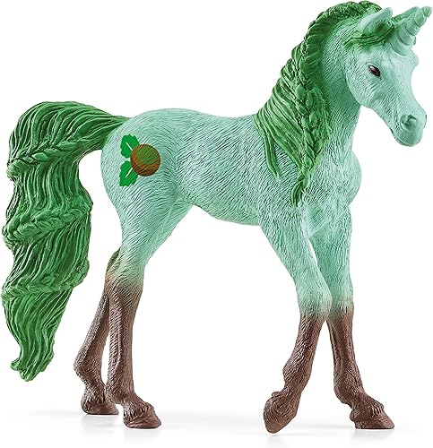 Schleich bayala, Figura de juguete coleccionable de unicornio para niñas y niños, figura de unicornio de chocolate menta (serie de postres), a