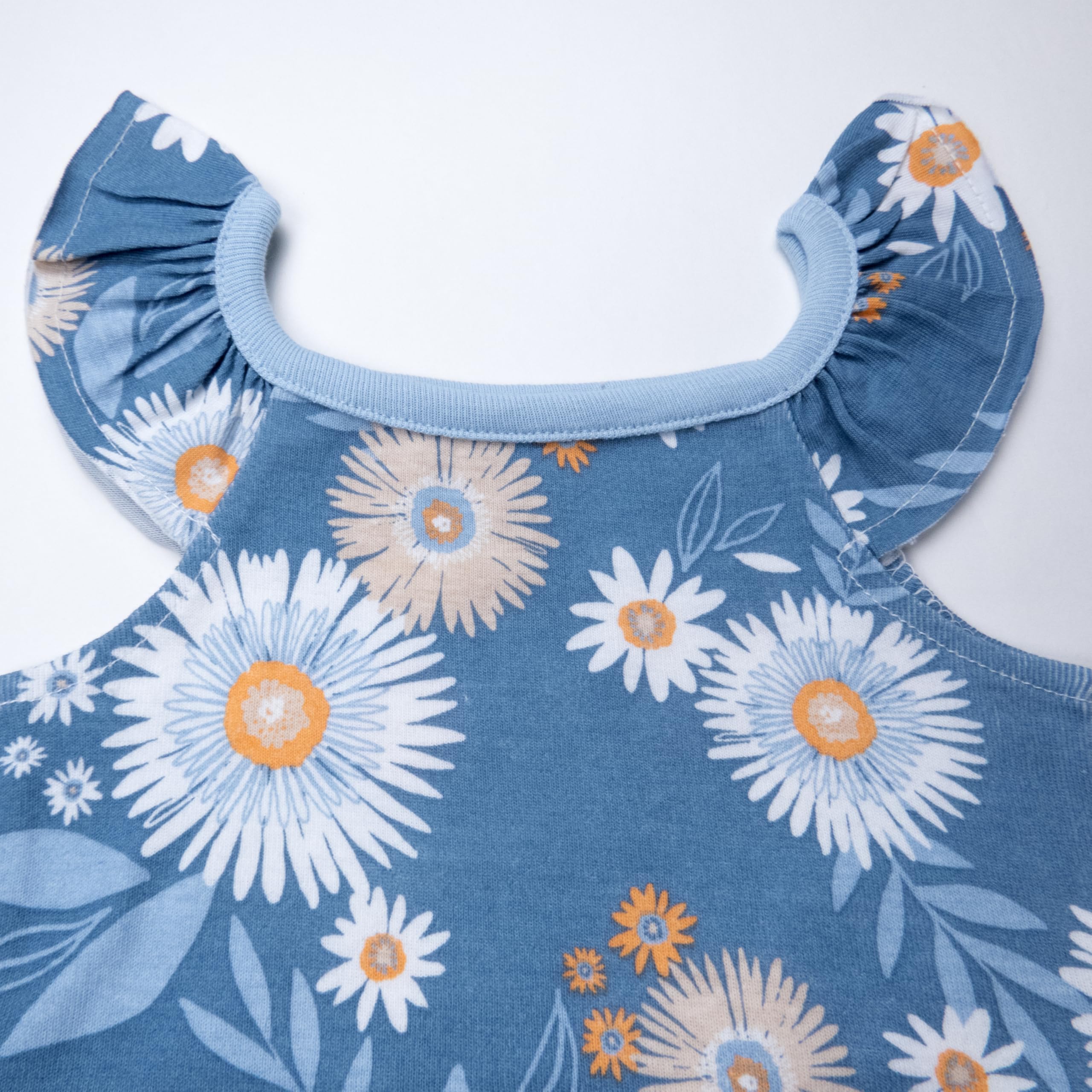 HonestBaby Organic Cotton Ruffle Shoulder Bubble Dress For Infant Baby Girls - 100% GOTS Certified