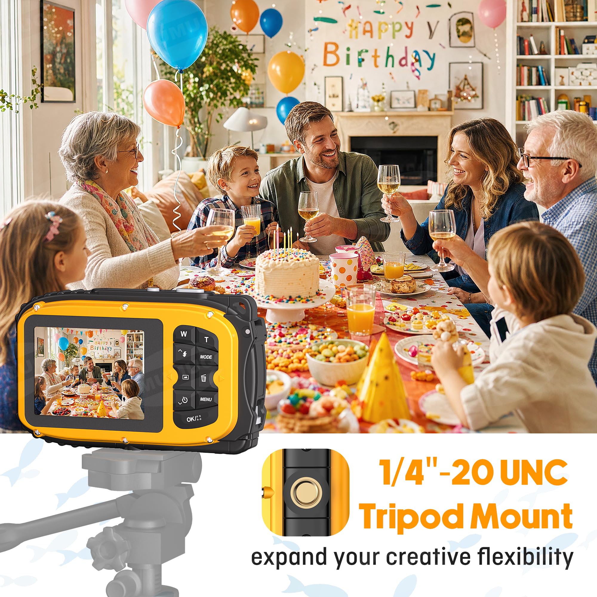 Cámara subacuática flotante para niños, cámara digital impermeable con tarjeta de 32 GB, cámara de esnórquel portátil 4K de 48 MP para piscina, playa, cámara de acción flotante ligera y recargable